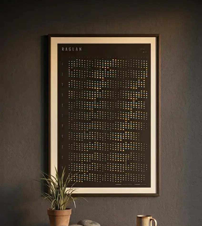 Framed tide poster in a modern living space